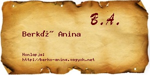 Berkó Anina névjegykártya